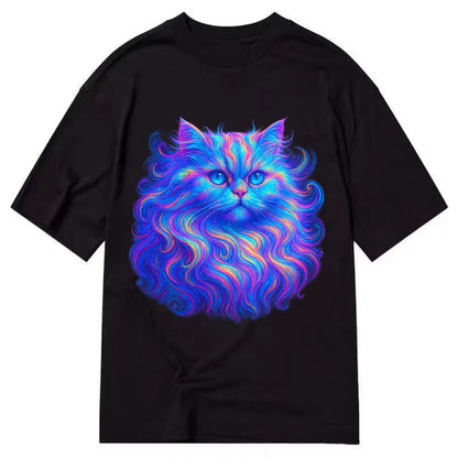 Luxurious Persian cat with flowing fur that refracts into rainbow prisms, soft - Classic T-shirt - Black