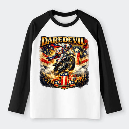 Daredevil Stunt Rider - Raglan Long Sleeve T-Shirt - Black