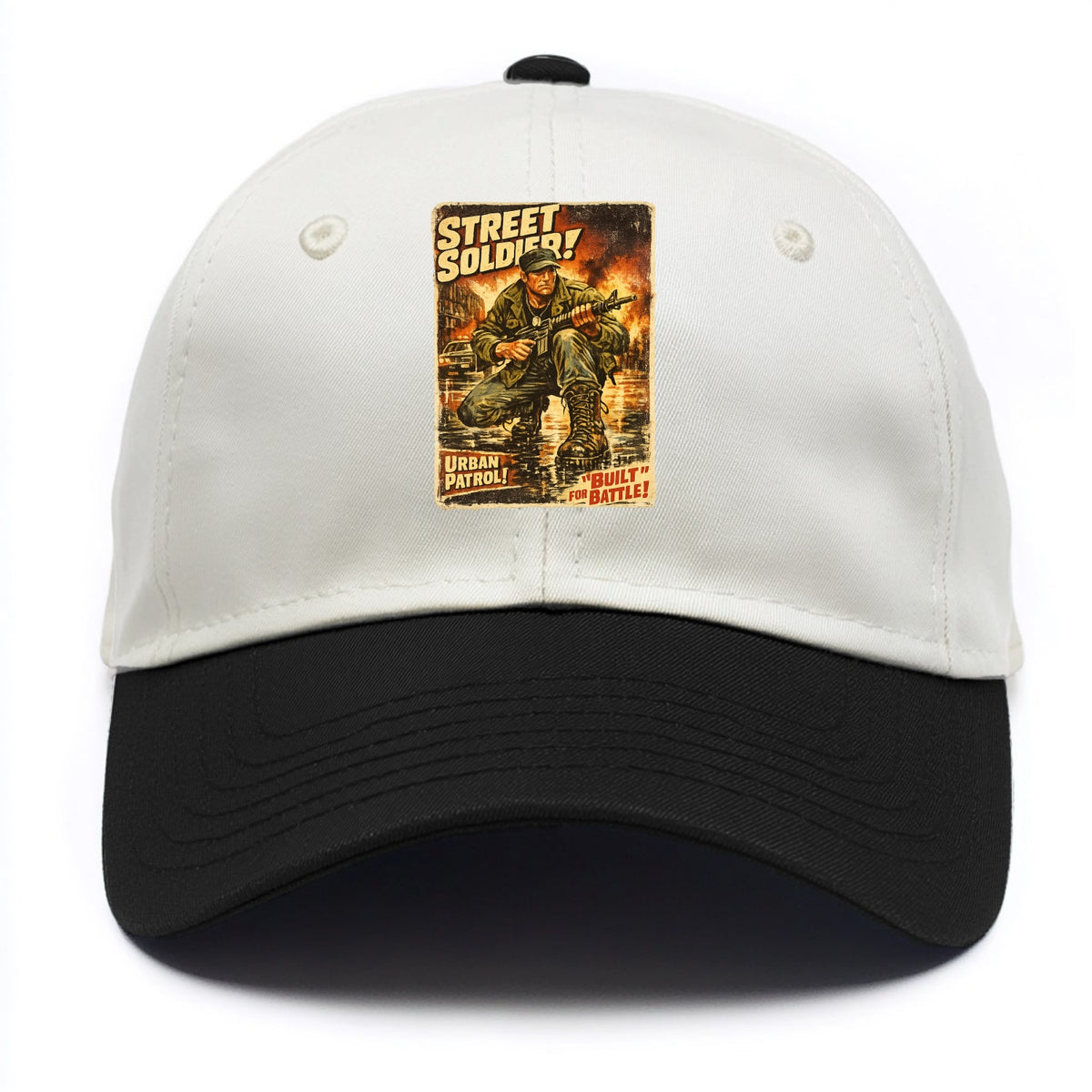 COMBAT READY | Military boots on wet pavement | Street soldier | Urban patrol | - Two Tone Cap - Black