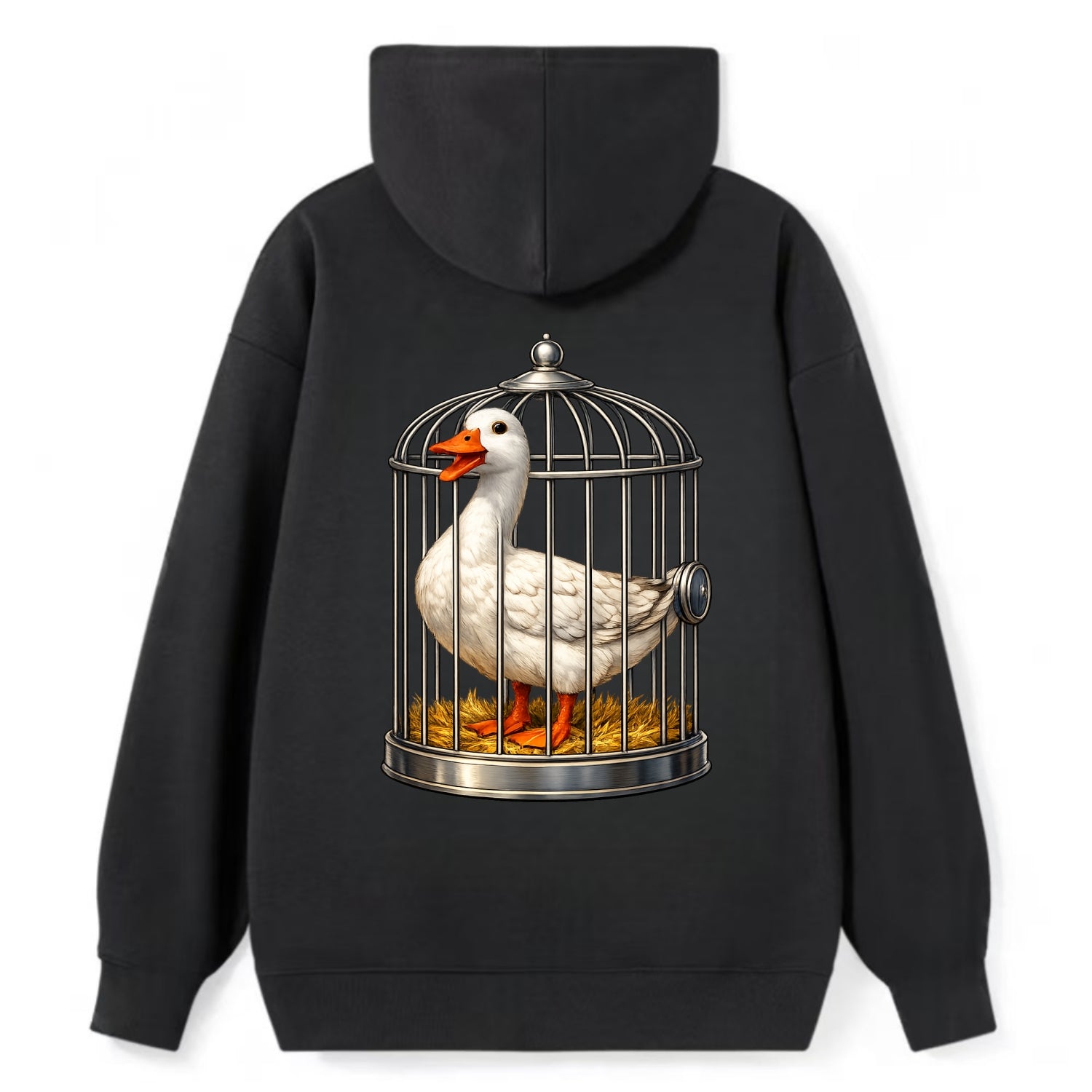 Duck In Cage - Classic Pullover Hoodie - Black