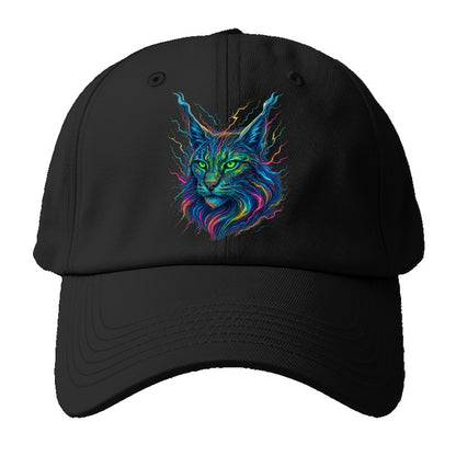 Wild lynx with ear tufts transforming into liquid mercury flows, - Baseball Cap For Big Heads - Black