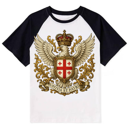 Georgia White Eagle Emblem - Contrast Raglan T-shirt - Black