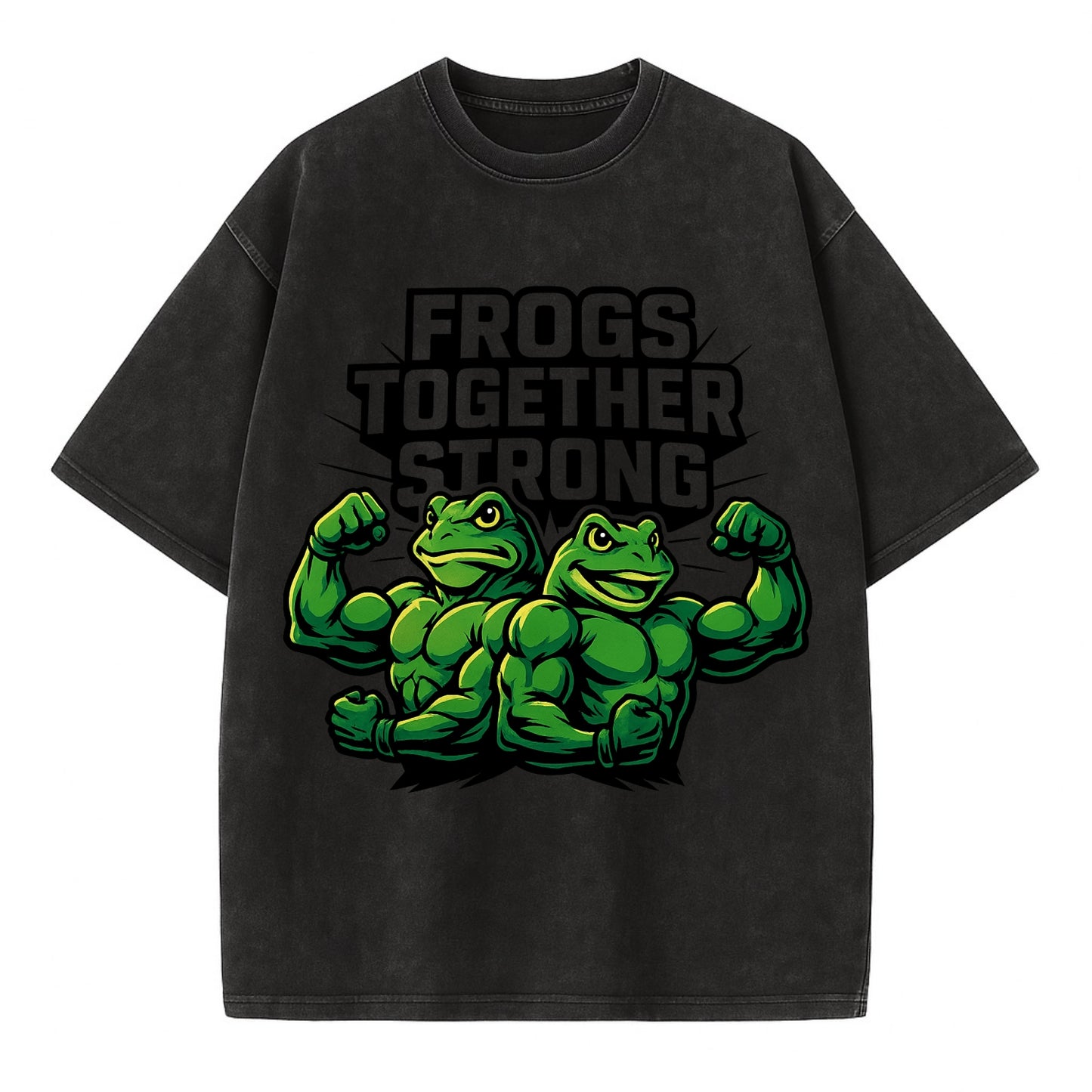 Frogs Together Strong - Vintage T-shirt - Black