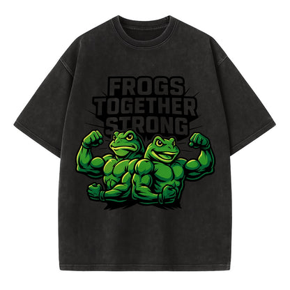 Frogs Together Strong - Vintage T-shirt - Black