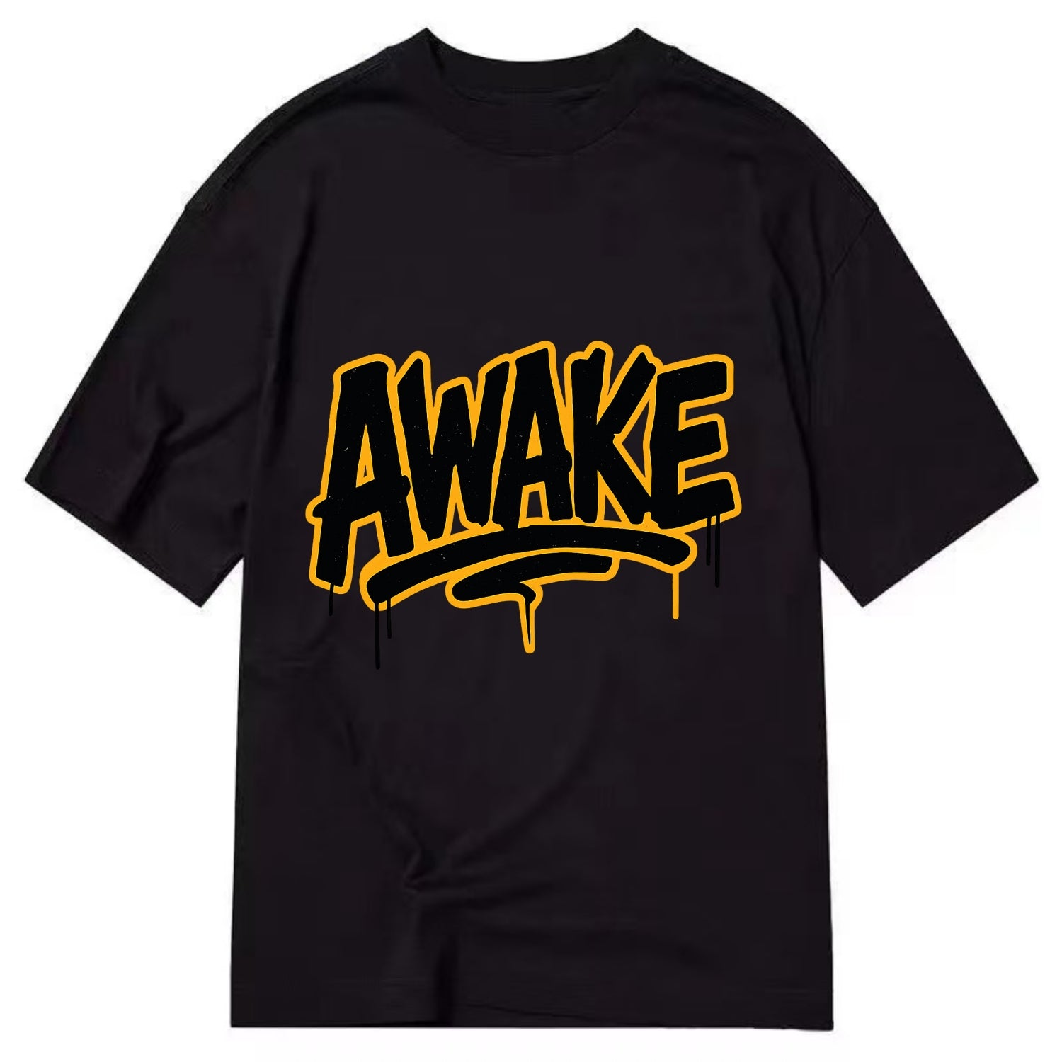 Bold typography design - "AWAKE" - conscious, aware, alert - Classic T-shirt - Black