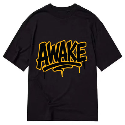 Bold typography design - "AWAKE" - conscious, aware, alert - Classic T-shirt - Black