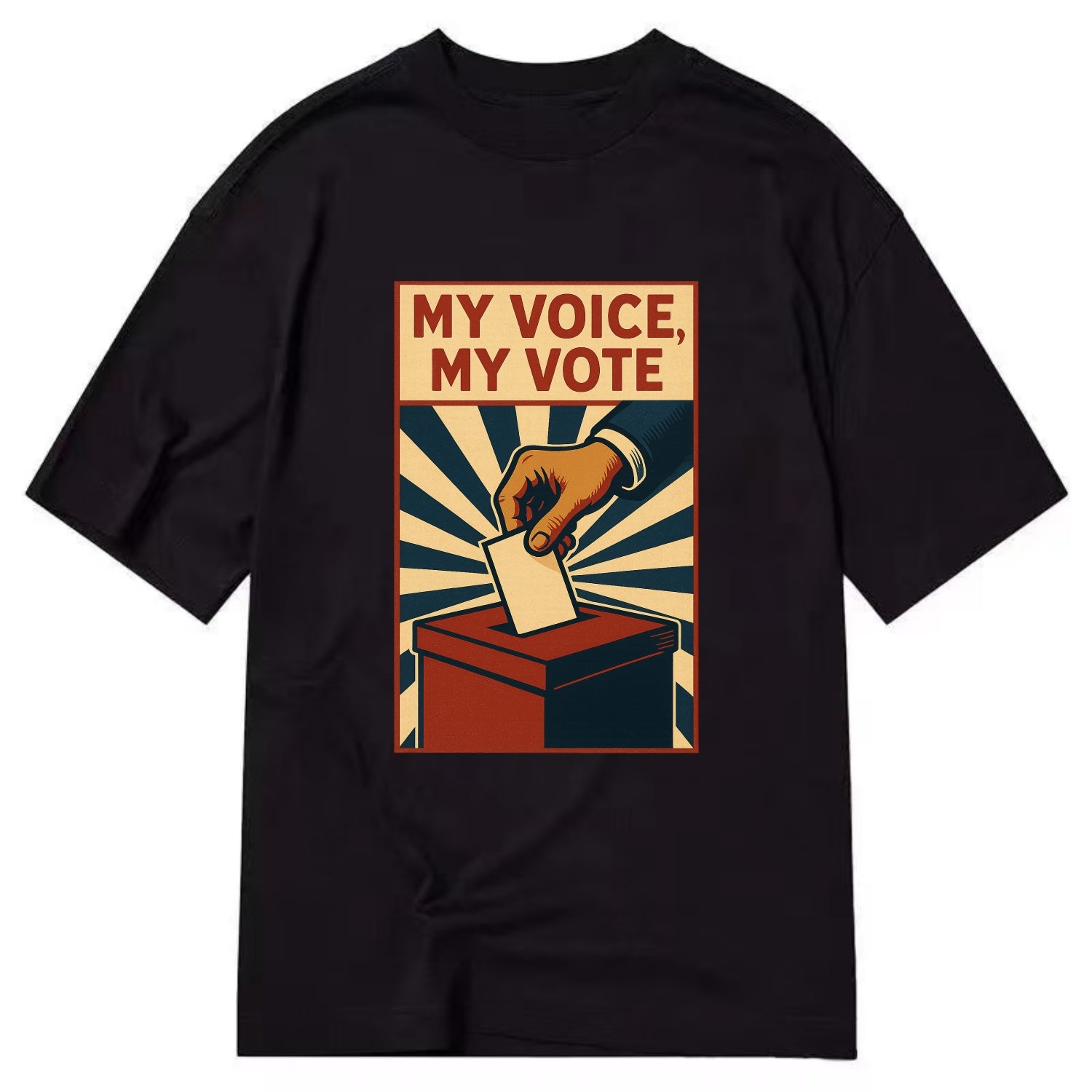 Hand dropping ballot into box with determination - "My Voice, My Vote" - - Classic T-shirt - Black