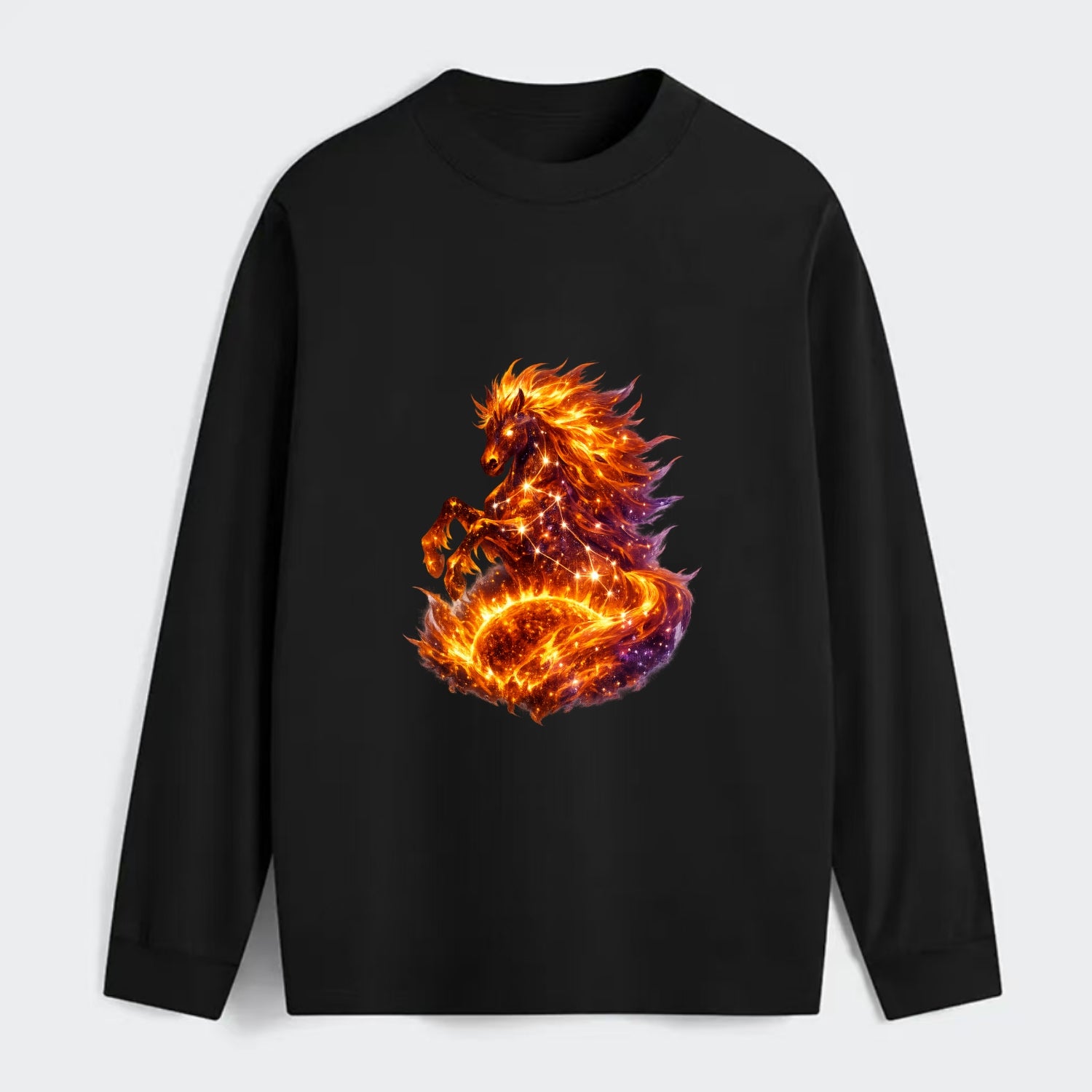 SOLAR FLARE | Horse emerging from the sun | Solar corona mane | Star - Classic Long Sleeve Shirt - Black