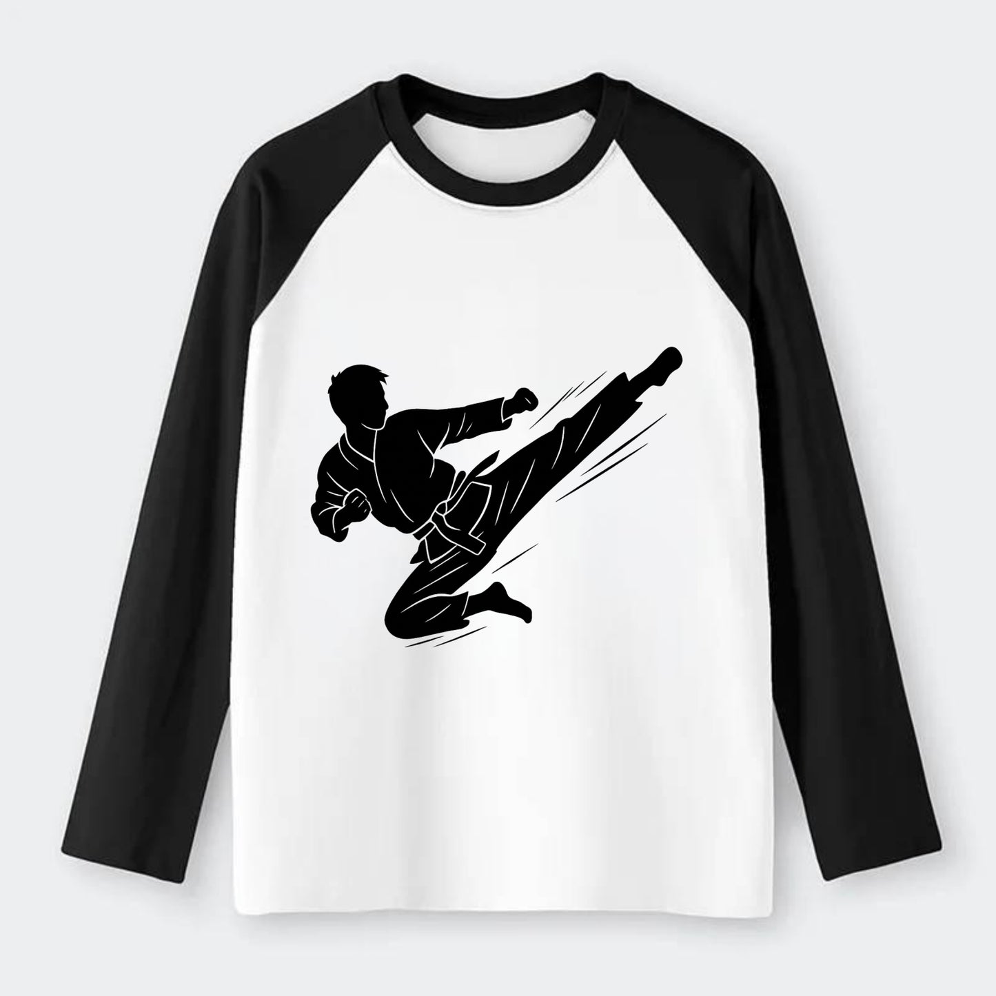 Korean taekwondo flying kick - Raglan Long Sleeve T-Shirt - Black