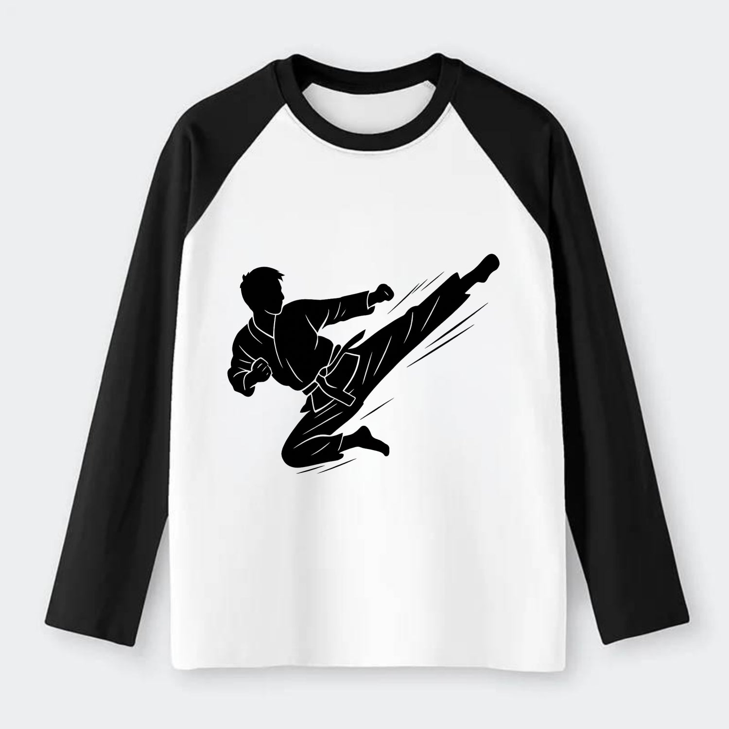 Korean taekwondo flying kick - Raglan Long Sleeve T-Shirt - Black