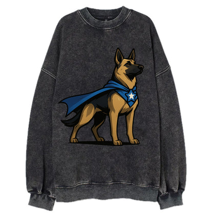 German Shepherd Patriotic Hero  - Vintag Vintage Sweatshirt - Black