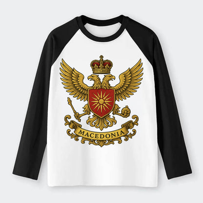 Macedonia Heritage Badge - Raglan Long Sleeve T-Shirt - Black