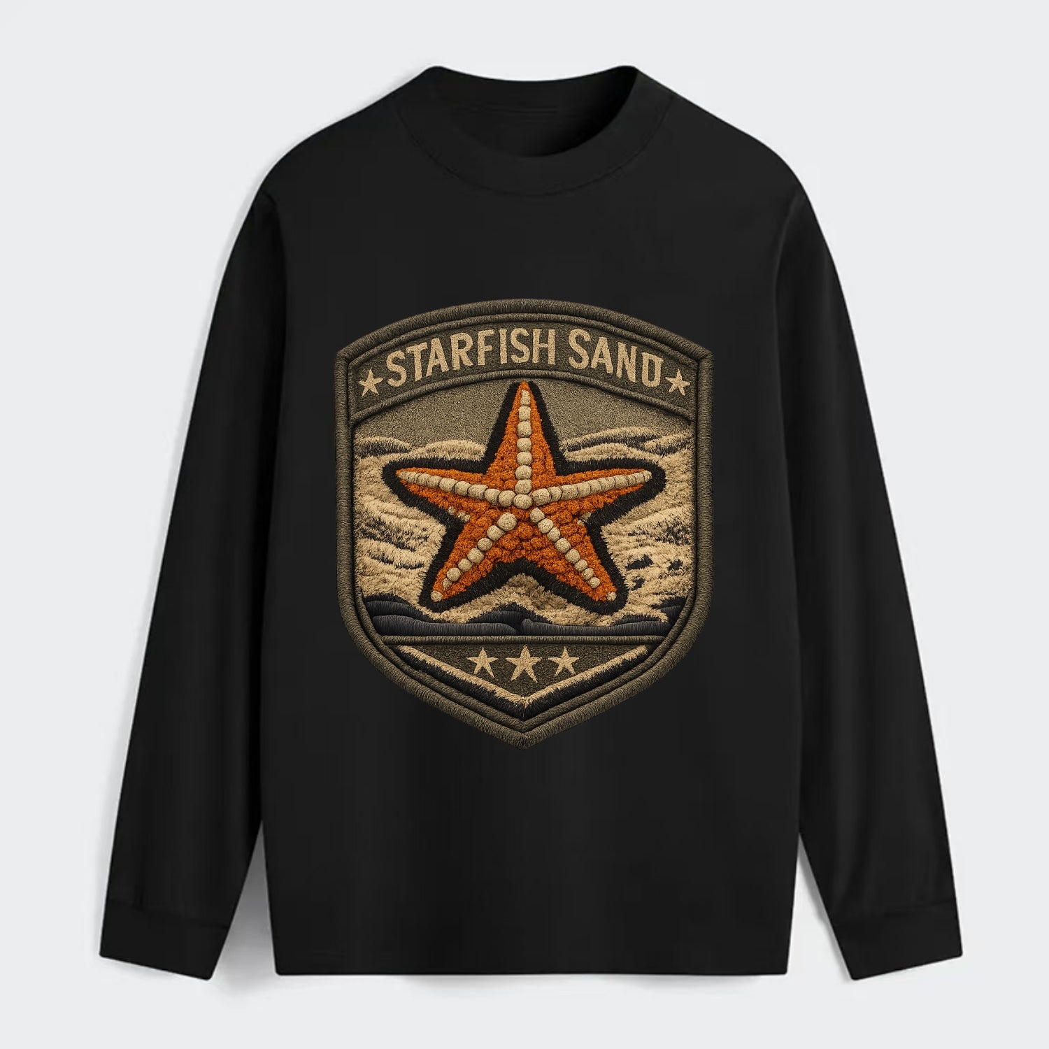STARFISH SAND - sea star in orange and tan , beachcomber - Classic Long Sleeve Shirt - Black
