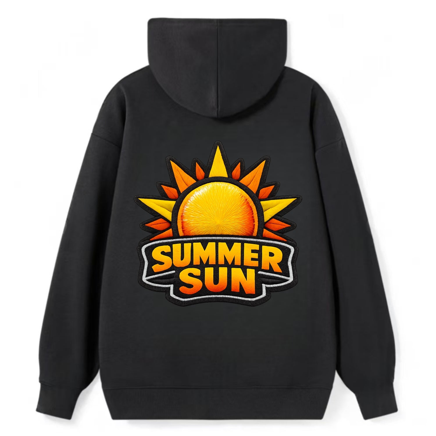SUMMER SUN - bright sun with rays in yellow and orange , hot season - Classic Pullover Hoodie - Black