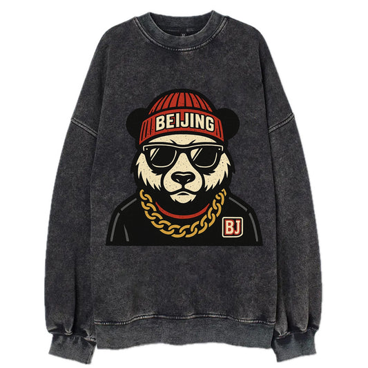 Beijing Panda - Vintage Sweatshirt - Black