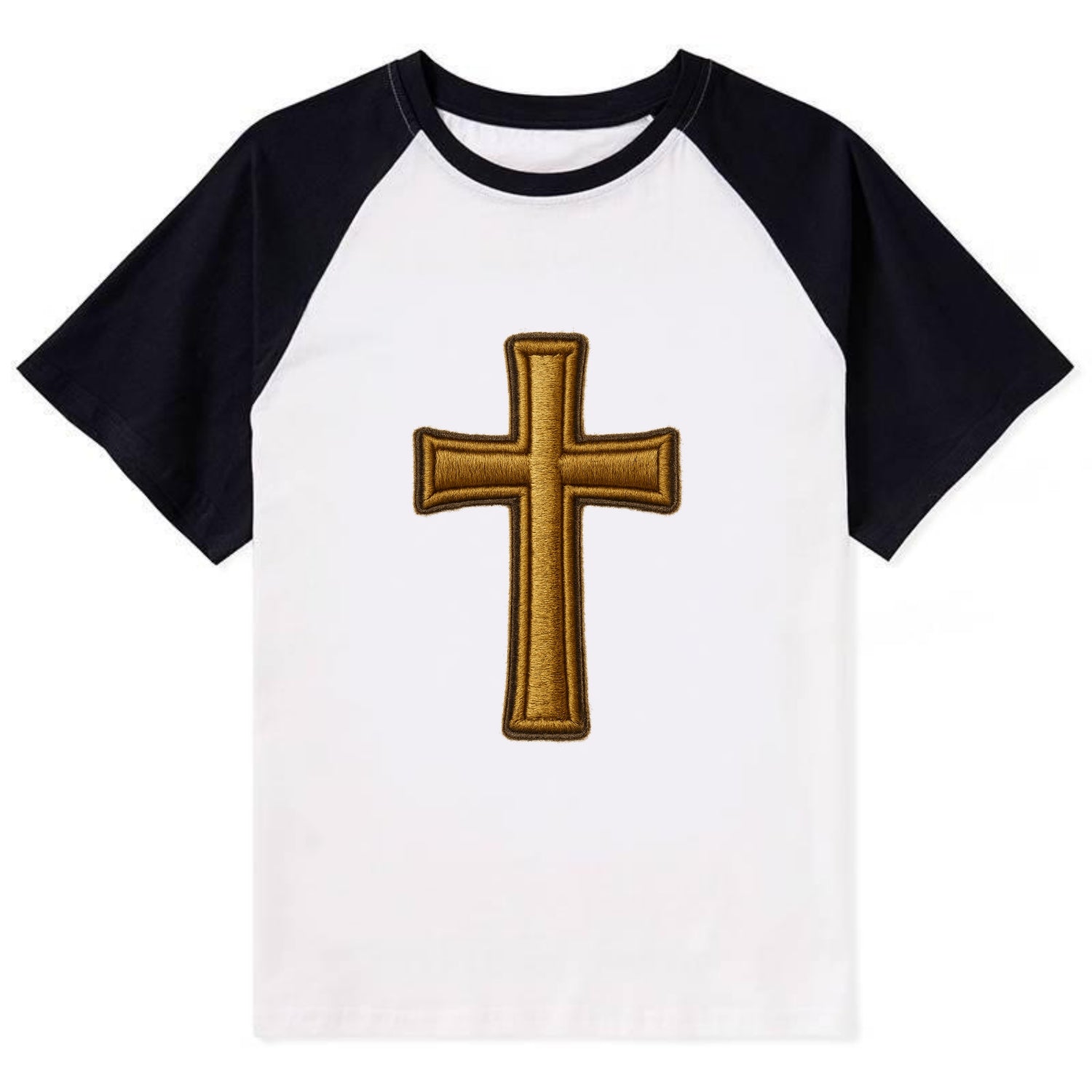 Latin Cross - Contrast Raglan T-shirt - Black