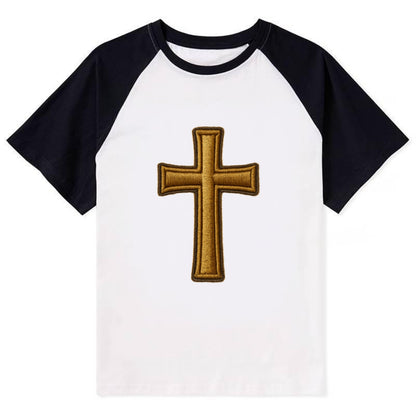Latin Cross - Contrast Raglan T-shirt - Black