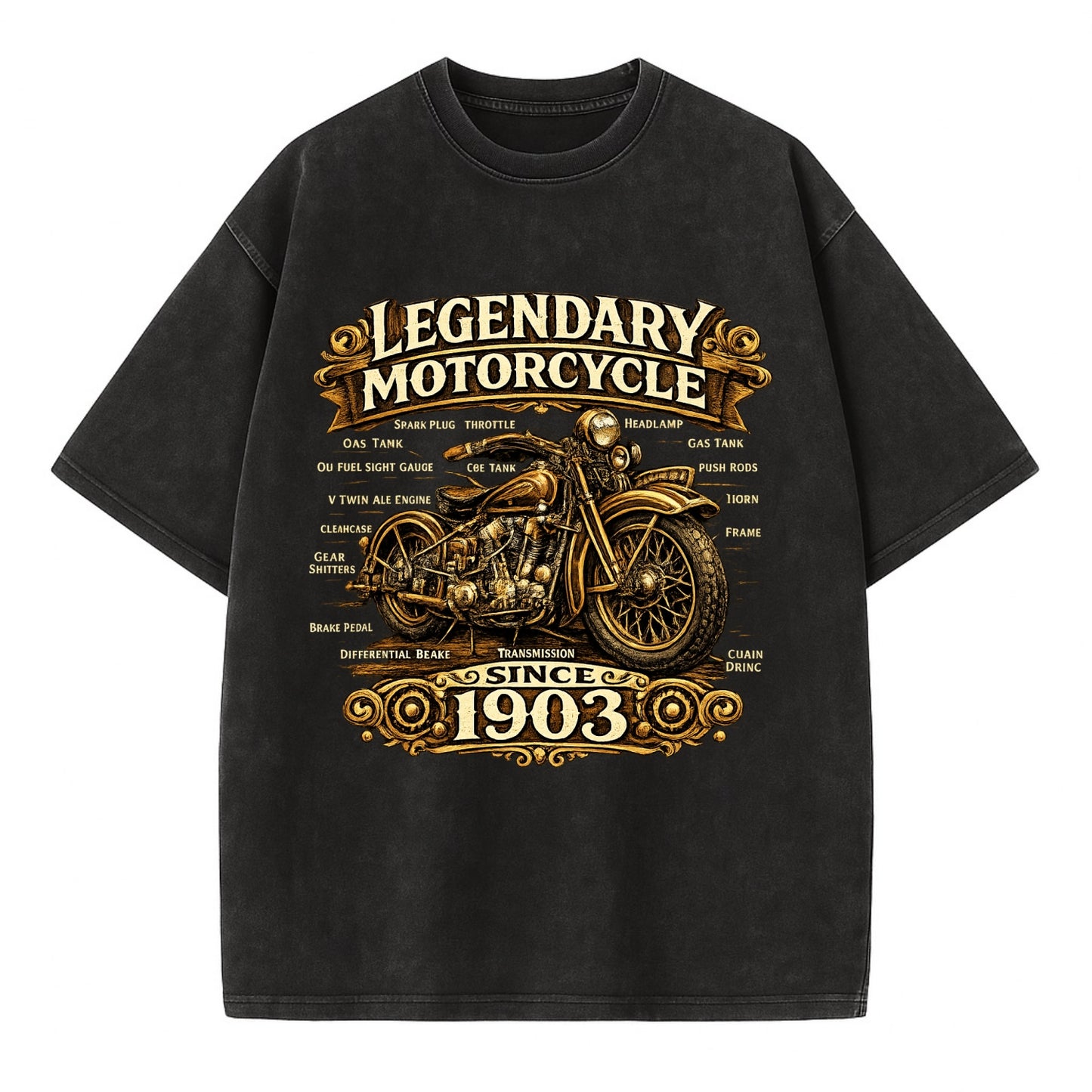 Legendary Motorcycle 1903 - Vintage T-shirt - Black