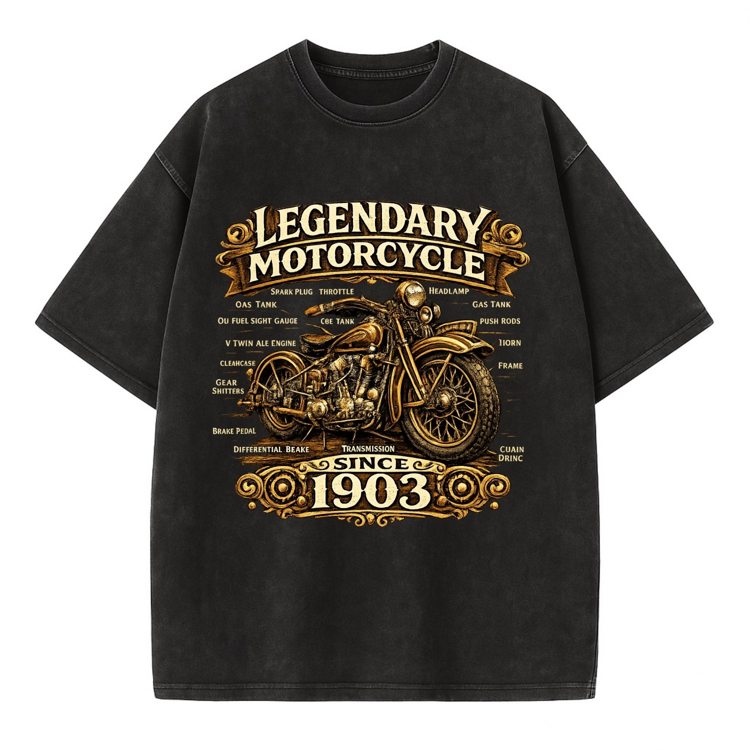 Legendary Motorcycle 1903 - Vintage T-shirt - Black