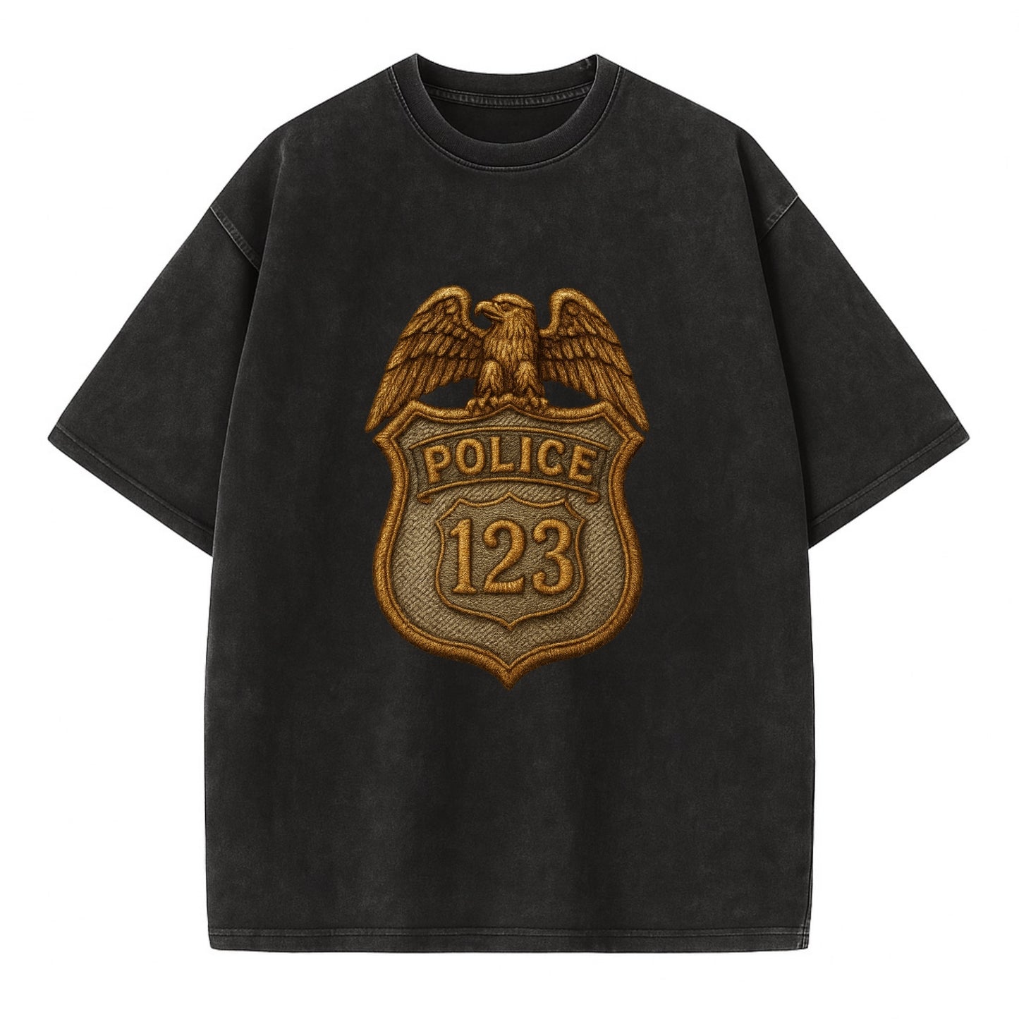 Police Badge  - Vintage T-shirt - Black