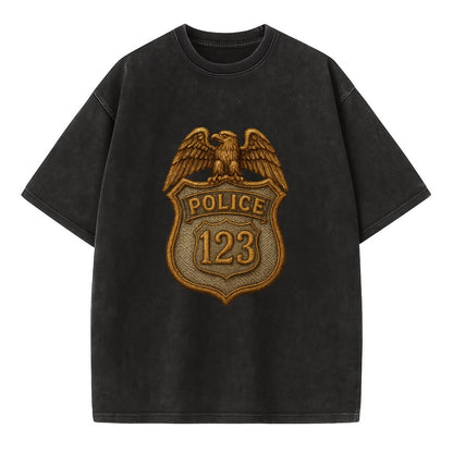 Police Badge  - Vintage T-shirt - Black
