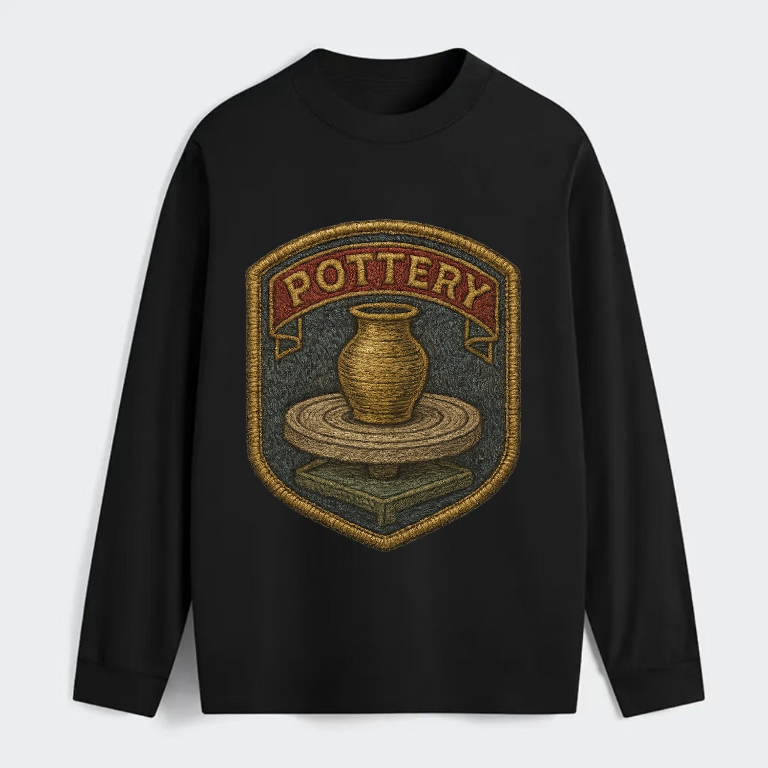 Pottery wheel with clay vessel - ceramicist symbol - Classic Long Sleeve Shirt - Black