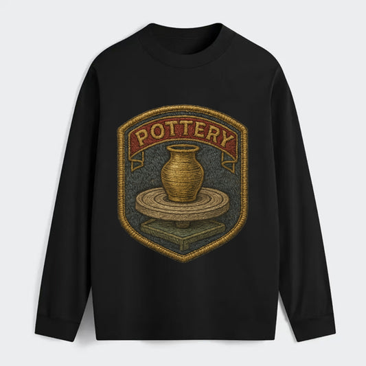 Pottery wheel with clay vessel - ceramicist symbol - Classic Long Sleeve Shirt - Black