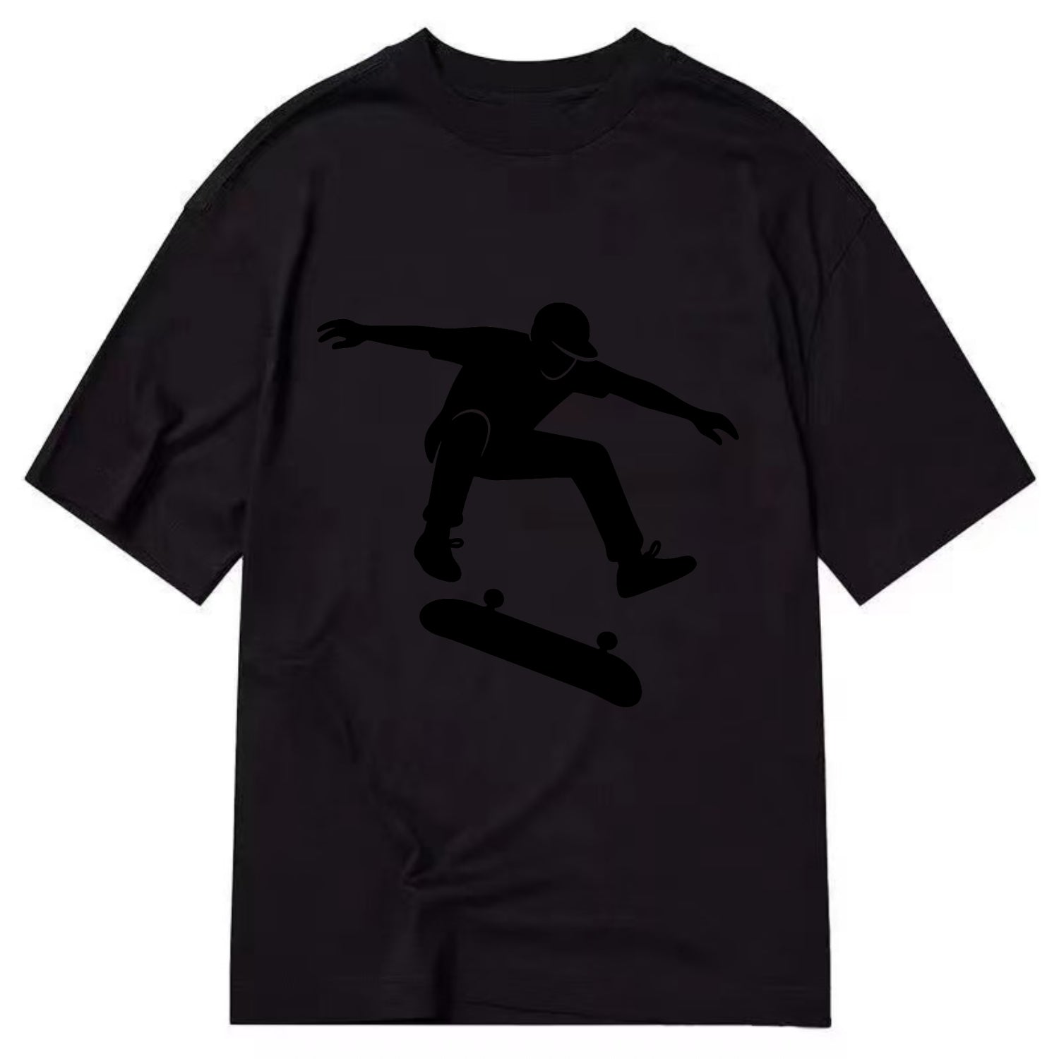 Skateboarder doing kickflip trick - Classic T-shirt - Black