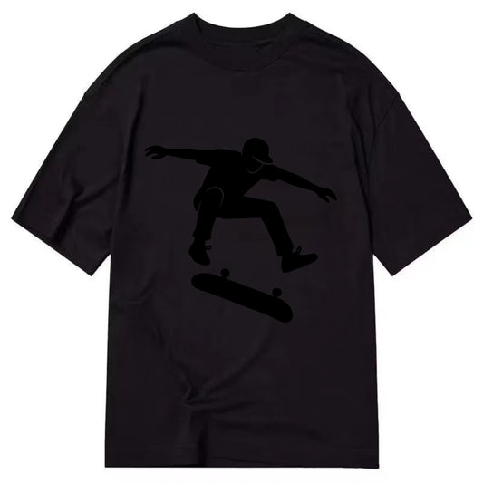 Skateboarder doing kickflip trick - Classic T-shirt - Black