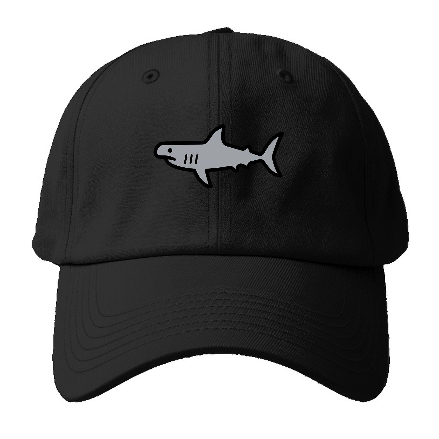 Hammerhead Shark - Gray distinctive head flat side profile - Baseball Cap For Big Heads - Black