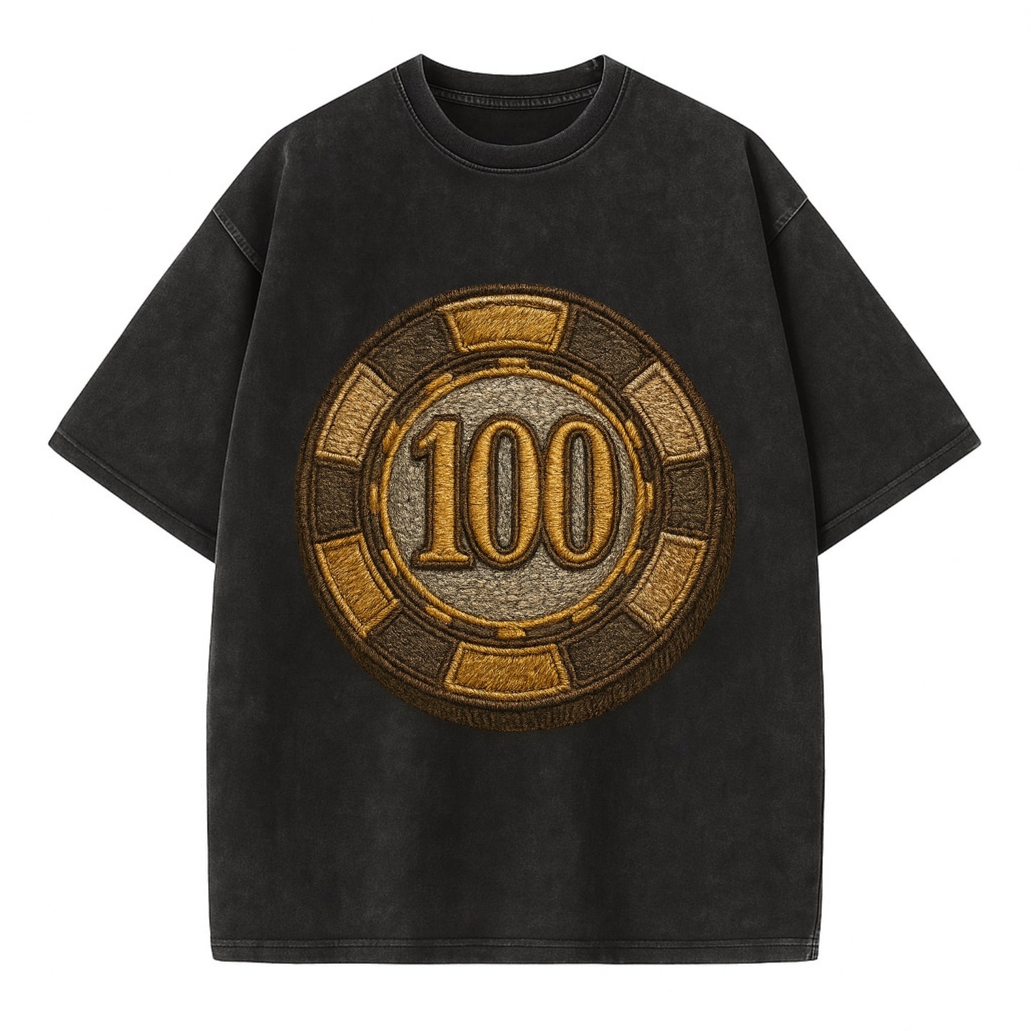 Poker Chip  - Vintage T-shirt - Black