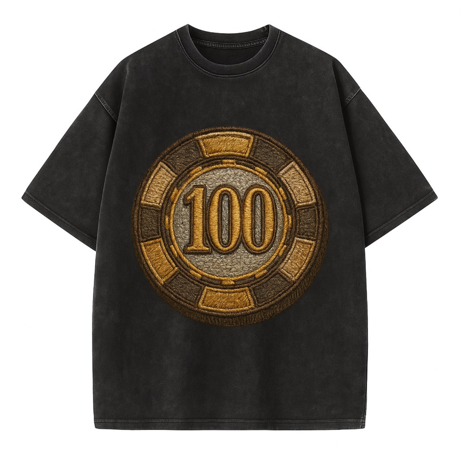 Poker Chip  - Vintage T-shirt - Black