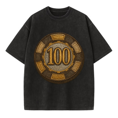 Poker Chip  - Vintage T-shirt - Black