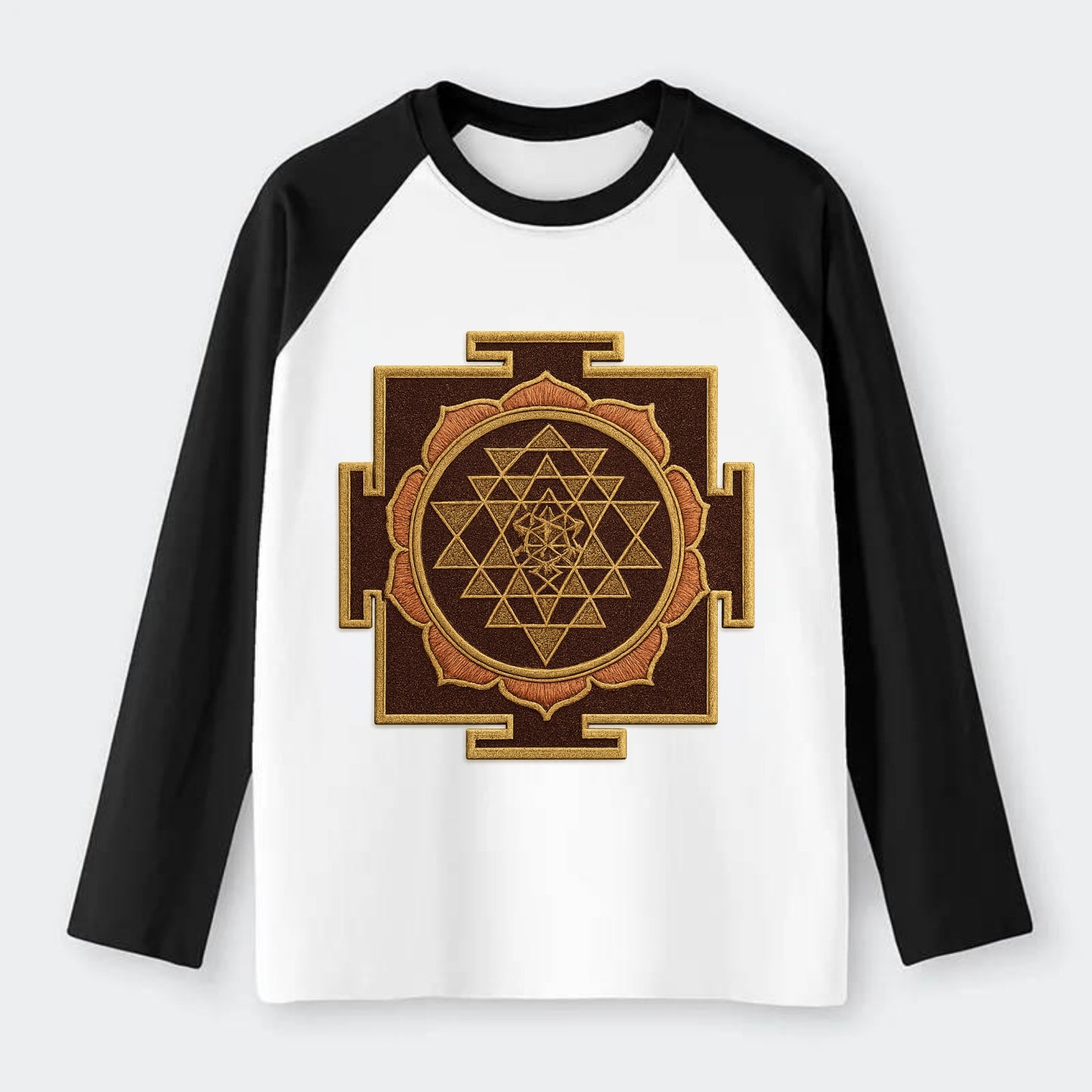 Sri Yantra  - Raglan Long Sleeve T-Shirt - Black