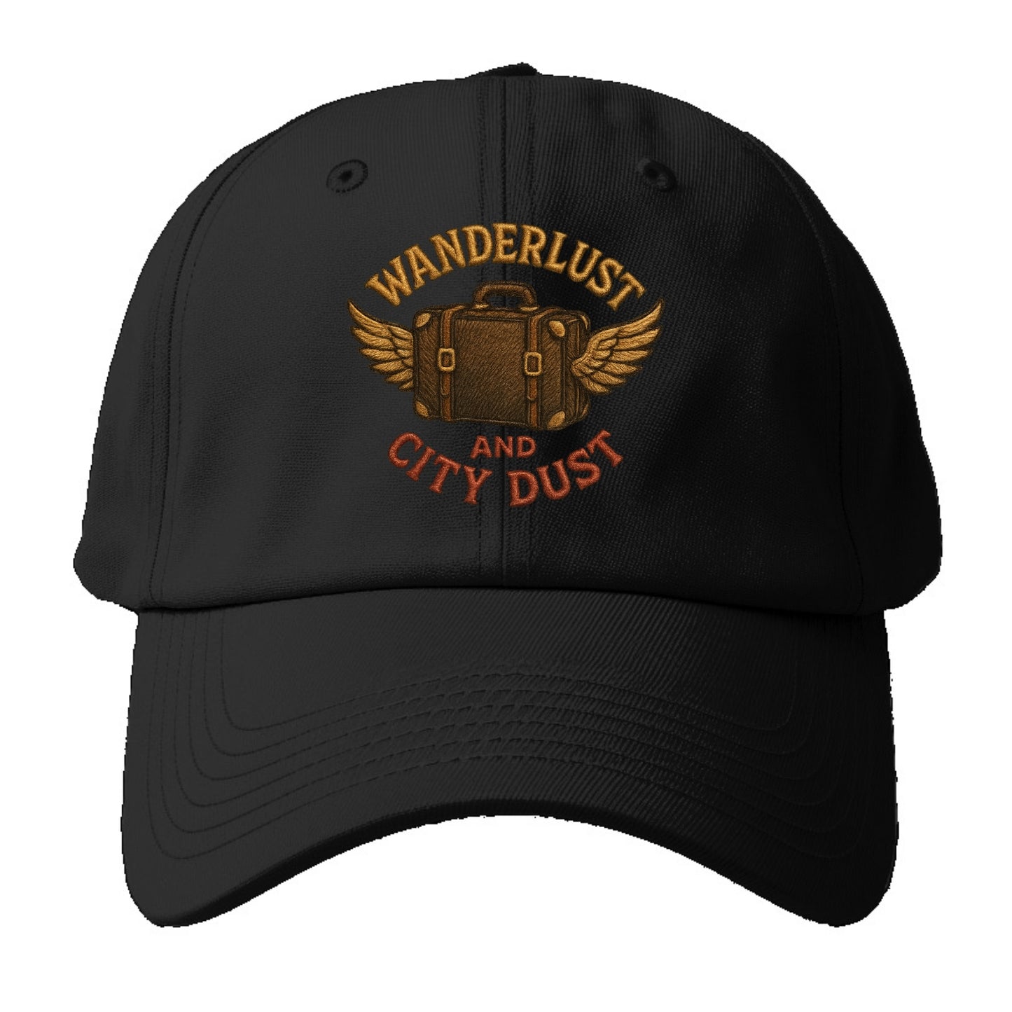 Wanderlust And City Dust  - Baseball Cap - Black