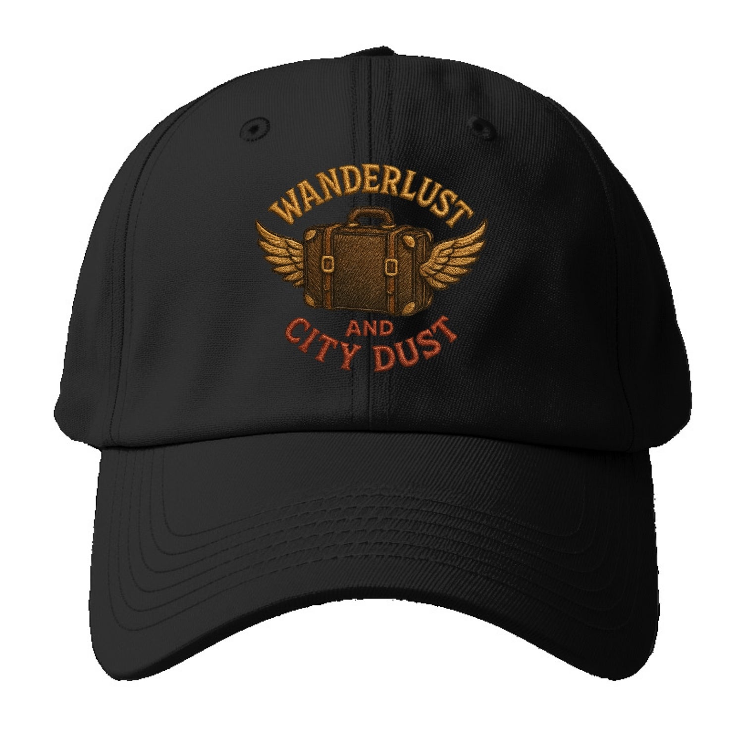Wanderlust And City Dust  - Baseball Cap - Black