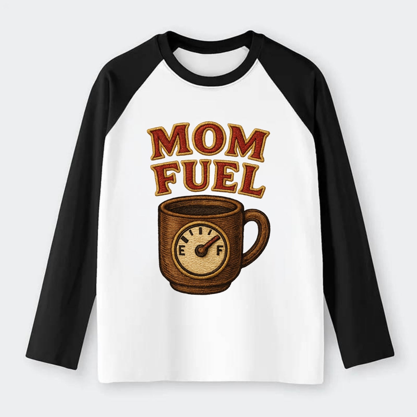 Mom Fuel  - Raglan Long Sleeve T-Shirt - Black