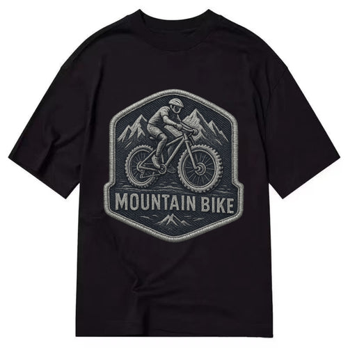Mountain bike with rugged tires - cyclist badge - Classic T-shirt