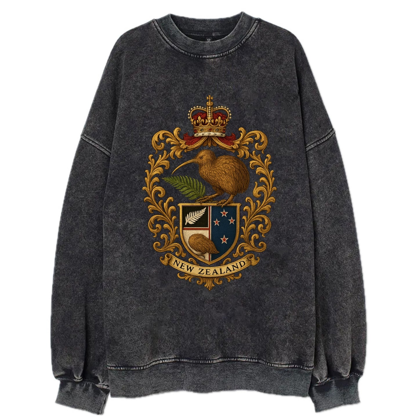 New Zealand Kiwi Emblem  - Vintage Sweatshirt - Black