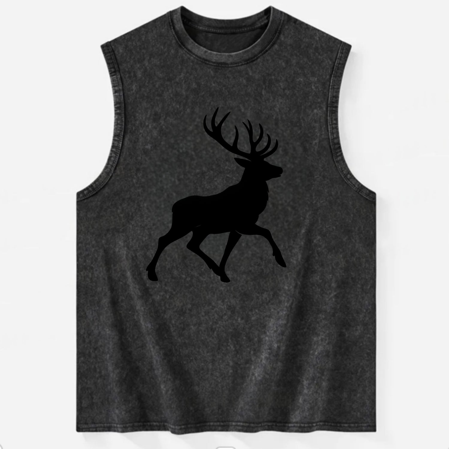 Deer with majestic antlers - Vintage Washed Tank - Black
