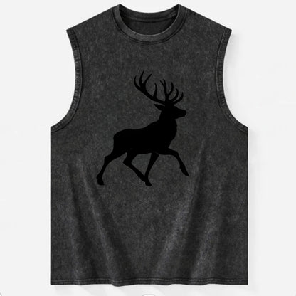 Deer with majestic antlers - Vintage Washed Tank - Black