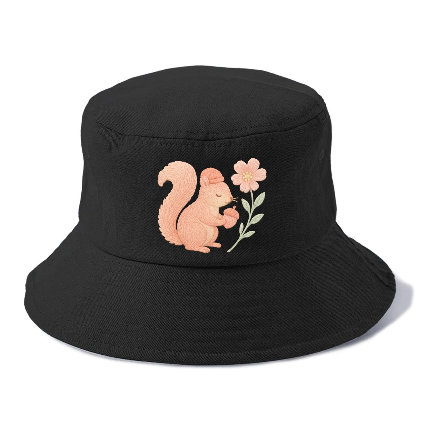 Coral Squirrel - Bucket Hat - Black