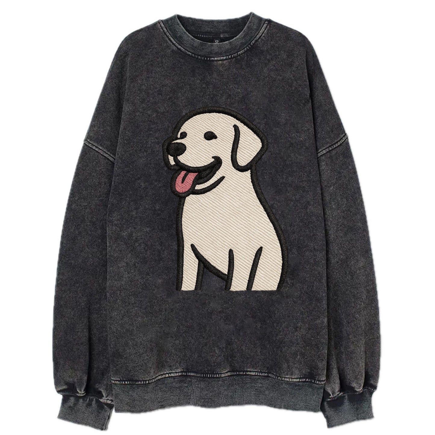 Labrador - Happy panting expression - Vi Vintage Sweatshirt - Black