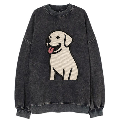 Labrador - Happy panting expression - Vi Vintage Sweatshirt - Black