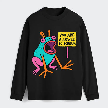 YOU ARE ALLOWED TO SCREAM | Open-mouthed frog - Classic Long Sleeve Shirt - Black