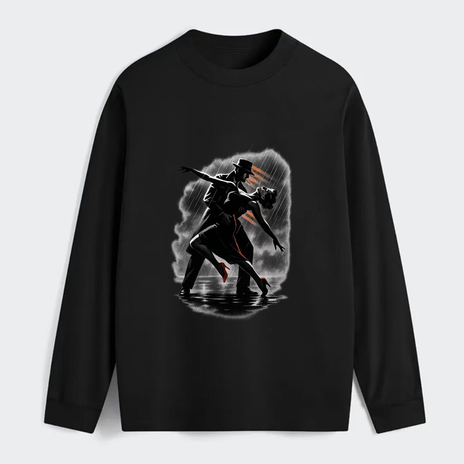 romantic dance pose with woman lifted in the air at lakeside - Classic Long Sleeve Shirt - Black