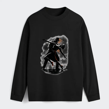 romantic dance pose with woman lifted in the air at lakeside - Classic Long Sleeve Shirt - Black
