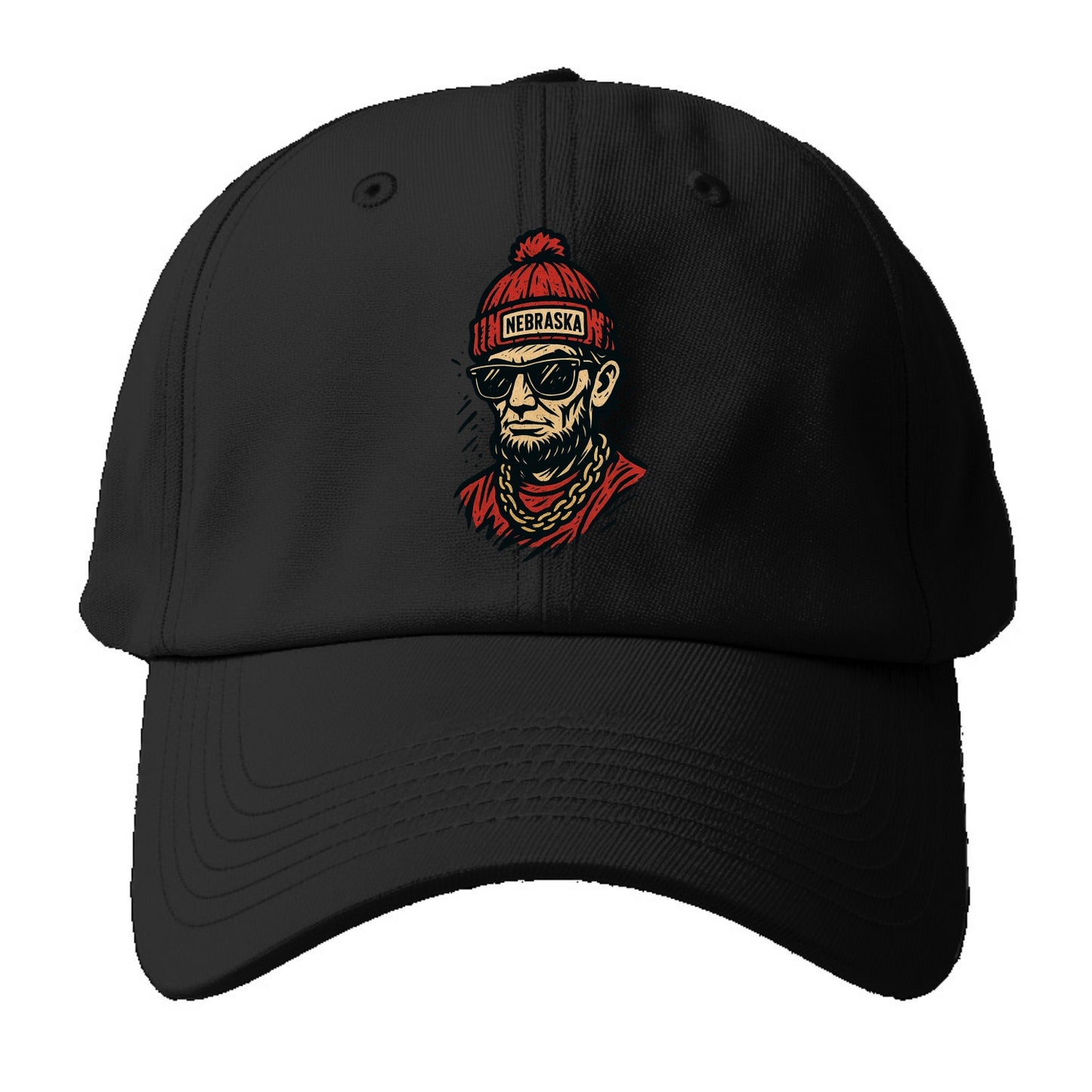 Lincoln Cornhusker wearing Nebraska bean - Baseball Cap For Big Heads - Black