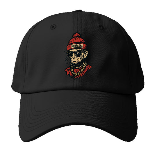 Lincoln Cornhusker wearing Nebraska bean - Baseball Cap For Big Heads - Black