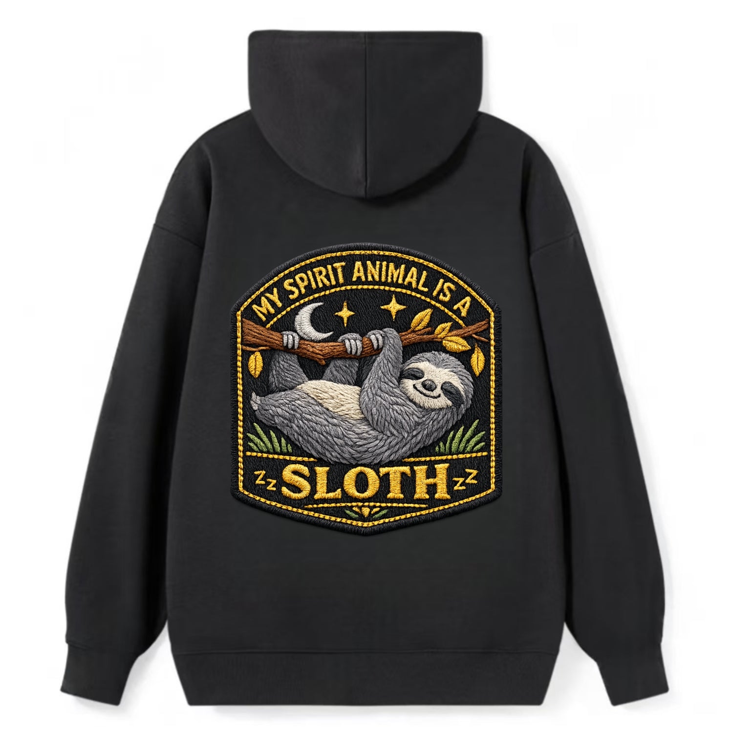 MY SPIRIT ANIMAL IS A SLOTH - lazy sloth in gray , slow life - Classic Pullover Hoodie - Black